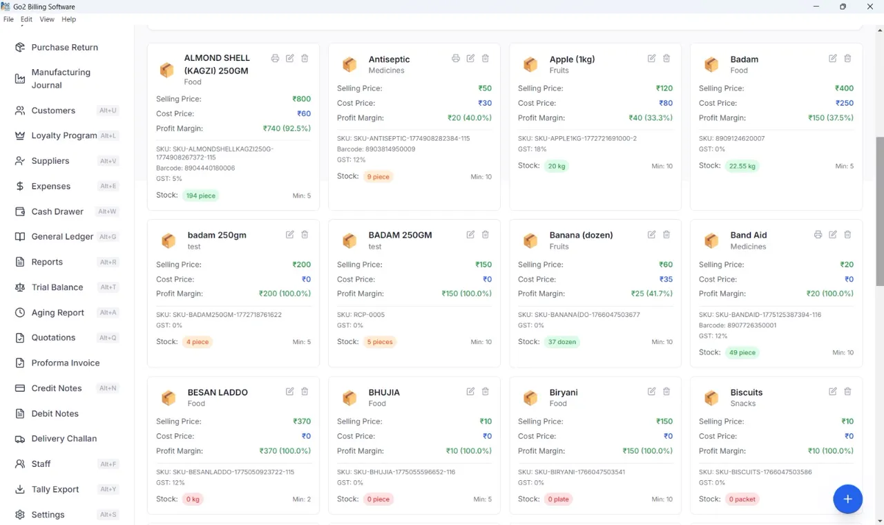 Go2 Desktop customer database with purchase history, credit dues and loyalty points